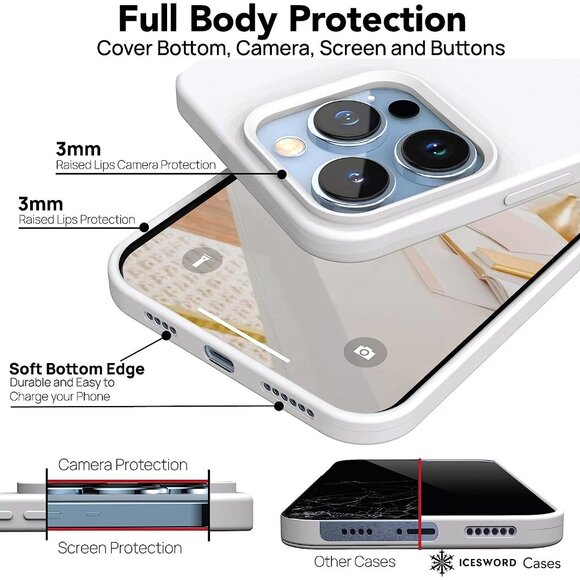 Shockproof White Liquid Silicone Case iPhone 13 Pro Max 6.7" Stylish Protection - Picture 5 of 8